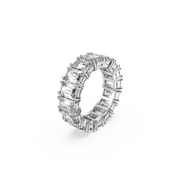 Swarovski Vittore ring featuring rectangular crystals in a continuous band, size 60. Elegant, sparkling eternity band.