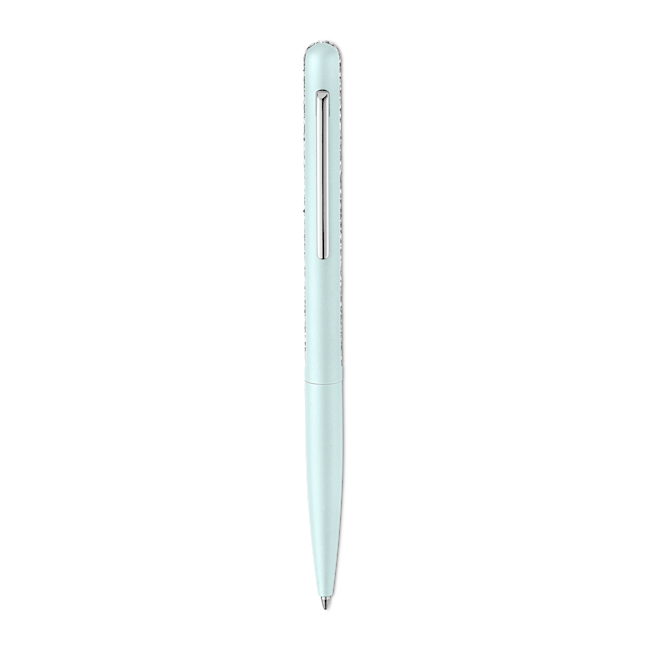 Light blue Swarovski ballpoint pen with a crystal band and clip, perfect for elegant writing and gifting.