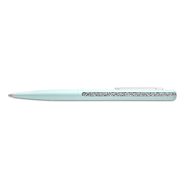 Close-up of a Swarovski crystal ballpoint pen with a band of shimmering crystals. Writing instrument.