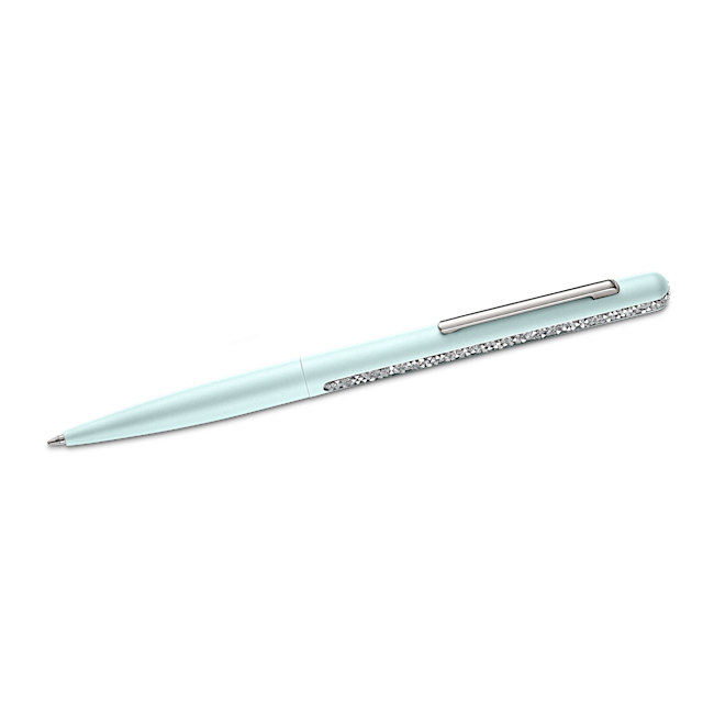 Elegant crystal pen with a glimmering crystal band detail, showcasing its shimmer and writing instrument style.