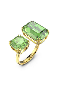 Swarovski Millenia: Green Octagon Cut Cocktail Ring Gold Plated