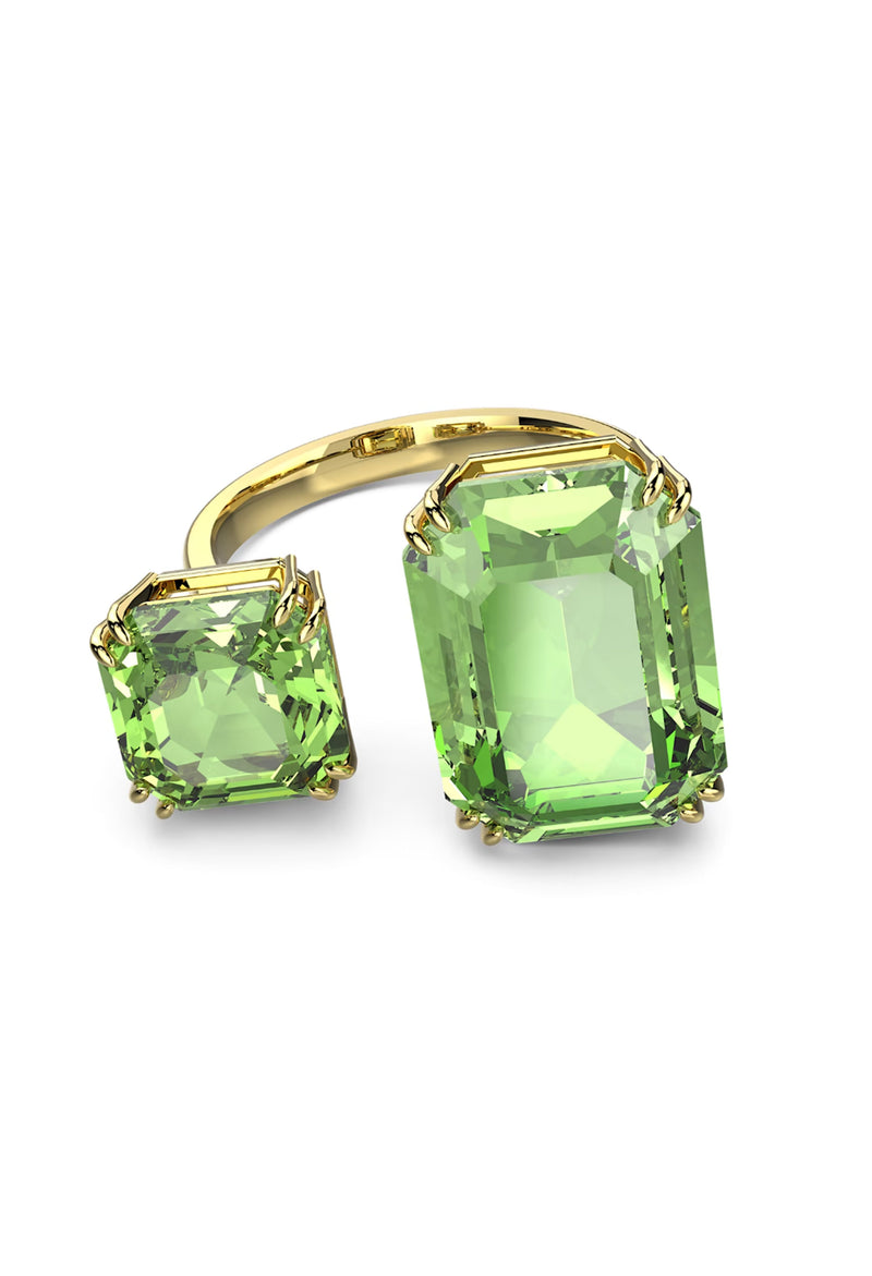 Swarovski Millenia: Green Octagon Cut Cocktail Ring Gold Plated