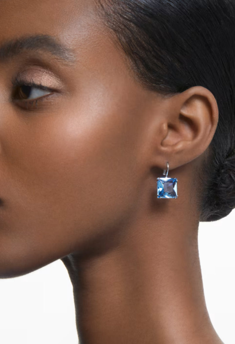 Swarovski Millenia: Square Cut Blue Drop Earrings