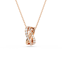 Rose gold Twist necklace with white Swarovski crystals. Elegant jewelry for women.