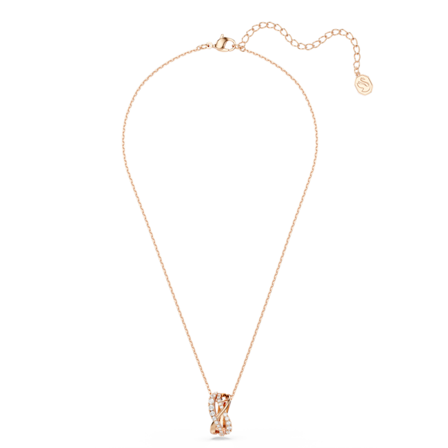 Rose gold Swarovski Twist necklace with white crystals, showcasing elegant jewelry design.