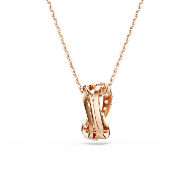 Rose gold Swarovski Twist necklace with white crystals, showcasing its elegant design and sparkle. Perfect jewelry for women.