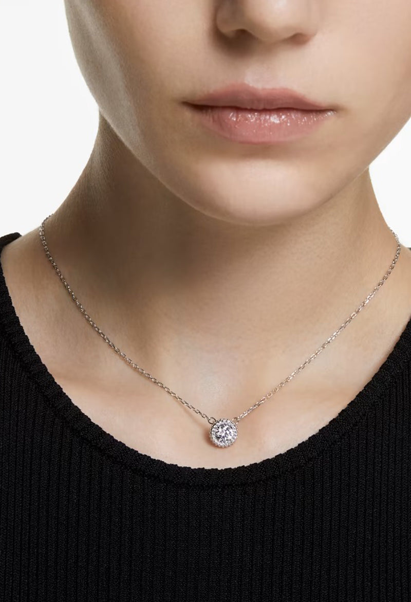 Swarovski Constella: Round Cut Pave Pendant Rhodium Plated