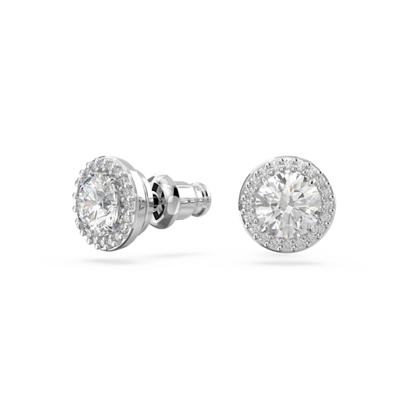 Swarovski Una Angelic Round Cut Pave Stud Earrings Rhodium Plated