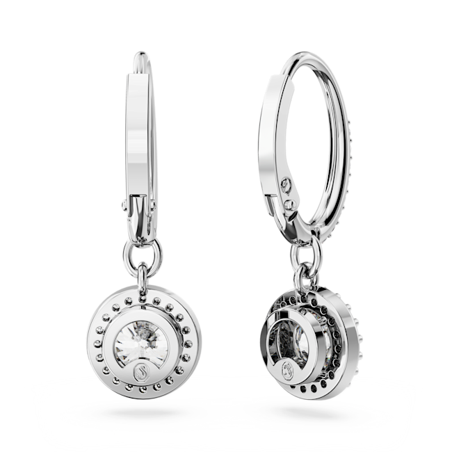 Swarovski Una Angelic Round Cut Pave Drop Earrings Rhodium Plated