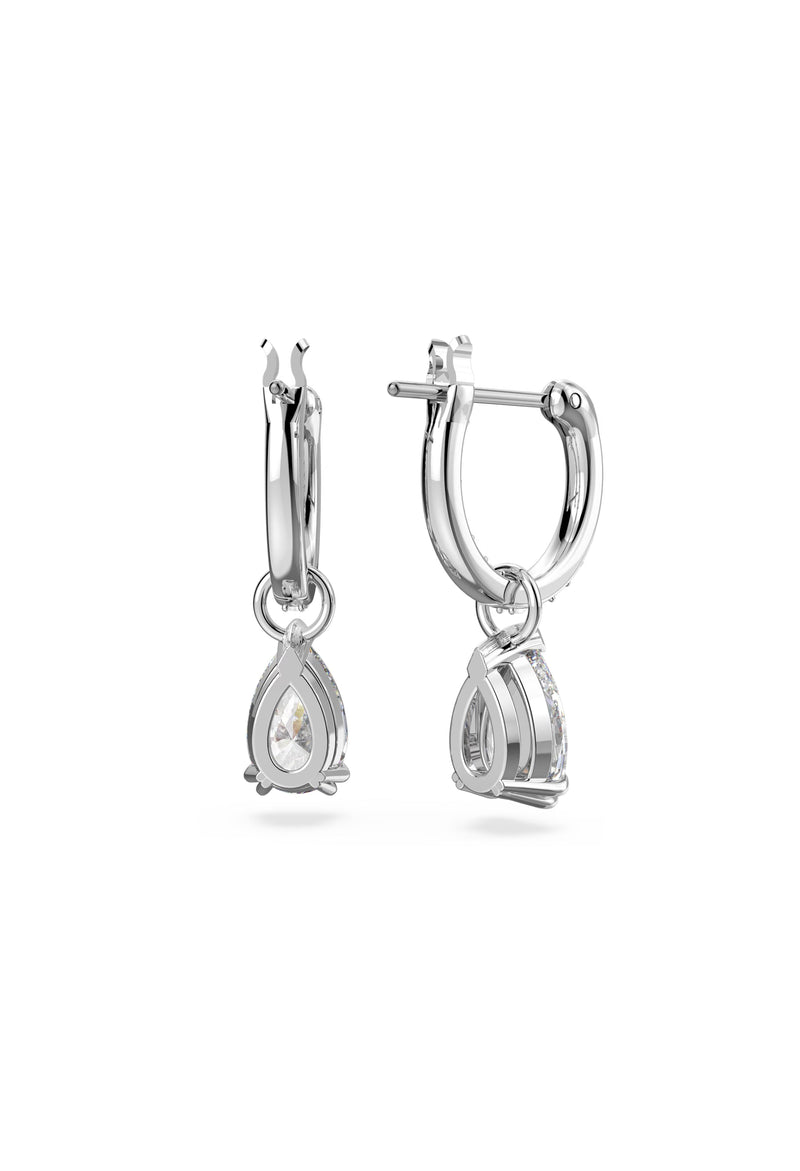 Swarovski Stilla Hoops with Pear Cut Drop Earrings Rhodium Plated