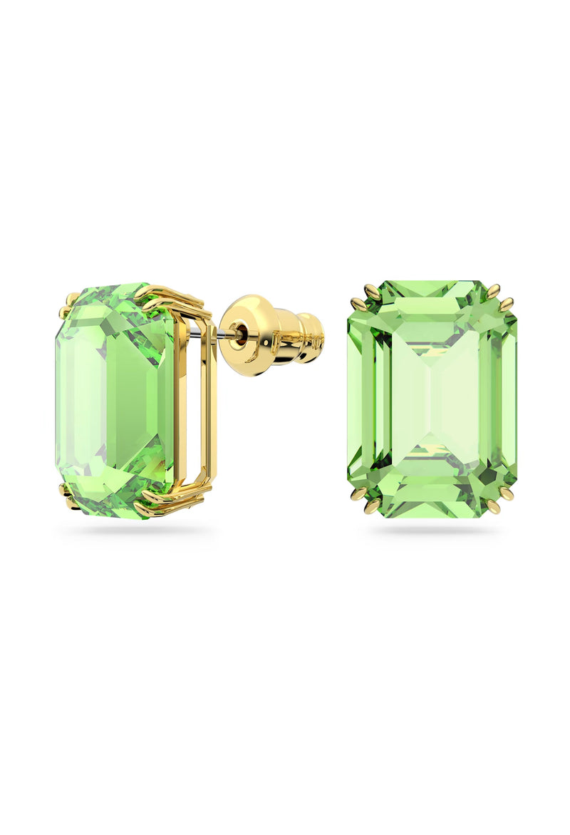 Swarovski Millenia: Octagon Cut Green Earrings Gold Tone Plated