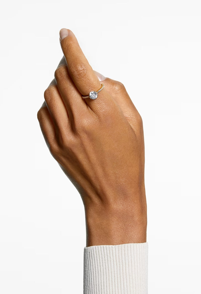 Swarovski Constella Princess Cut Pave Ring Gold Tone Plated