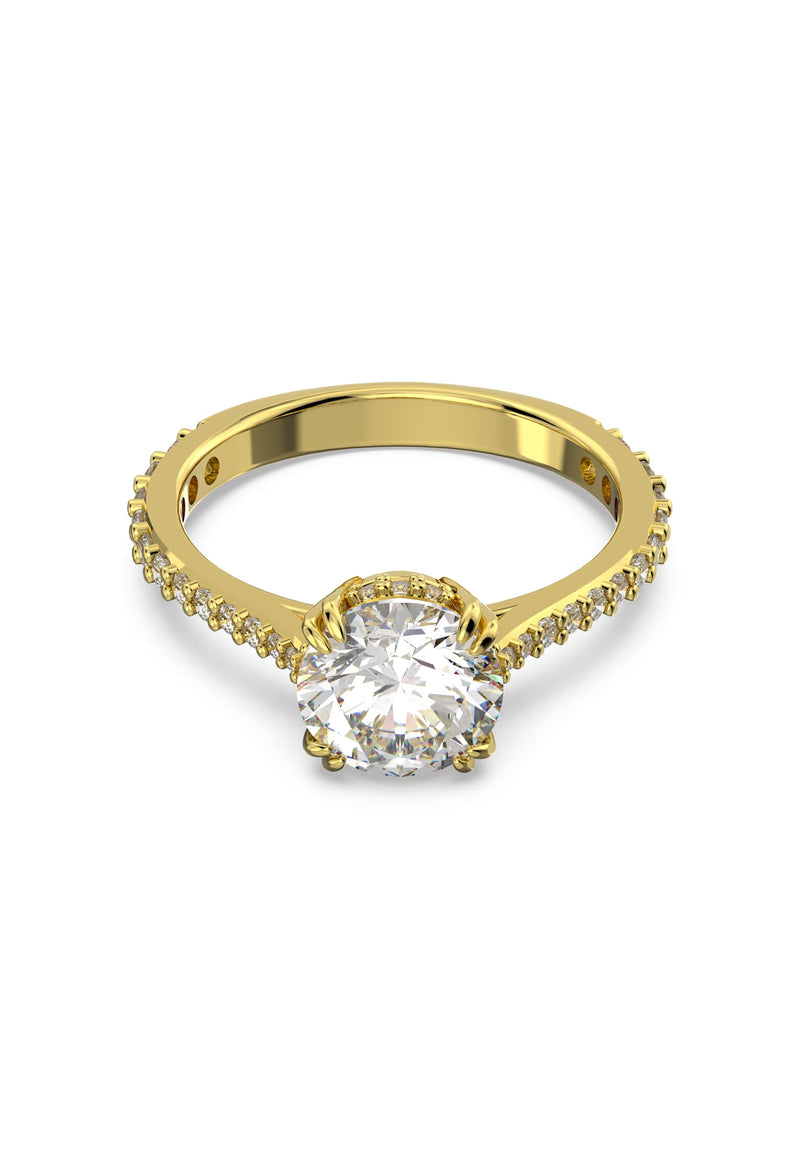Swarovski Constella Princess Cut Pave Ring Gold Tone Plated