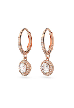 Swarovski Constella: Round Cut Pave Drop Earrings Rose Gold Plated