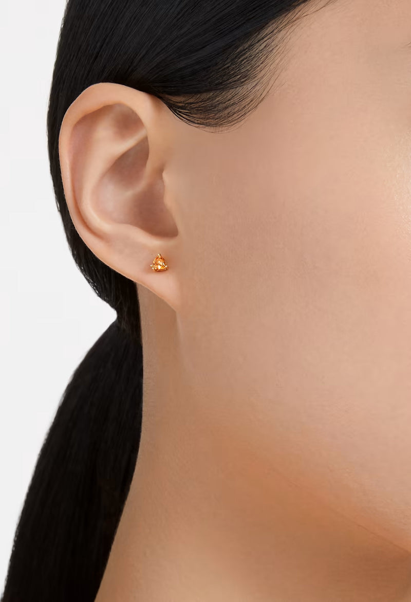 Swarovski Stilla Orange Trilliant Cut Stud Earrings Rhodium Plated