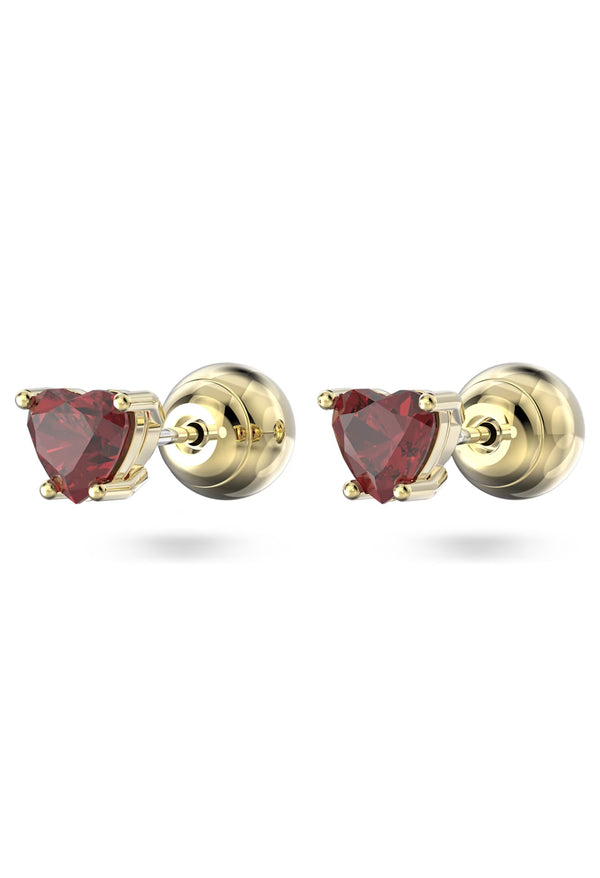 Swarovski Stilla Red Heart Stud Earrings Gold Plated