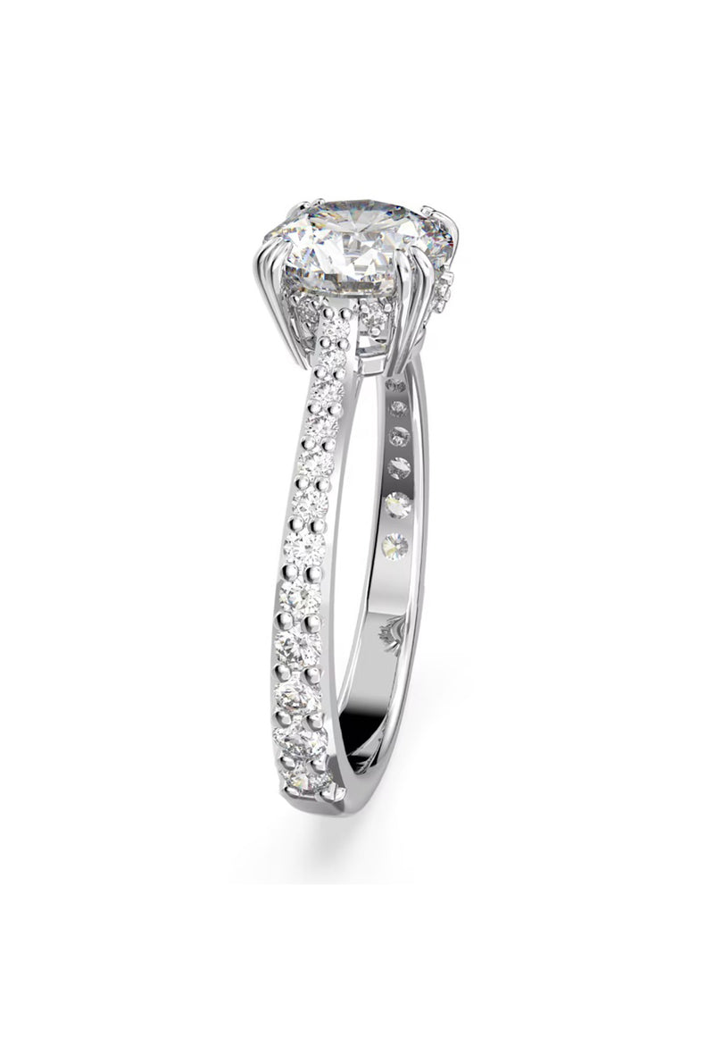 Swarovski Constella: Round Cut Pave Ring Rhodium Plated