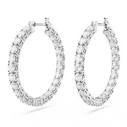 Swarovski Matrix Hoop White Zirconia Earrings Rhodium Plated