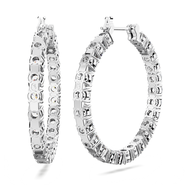 Swarovski Matrix Hoop White Zirconia Earrings Rhodium Plated