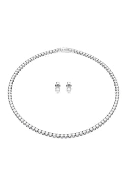 The Swarovski Matrix Tennis Necklace & Earrings set, silver rhodium-plated, from Swarovski, at OD’s Jewellers in St Helens.