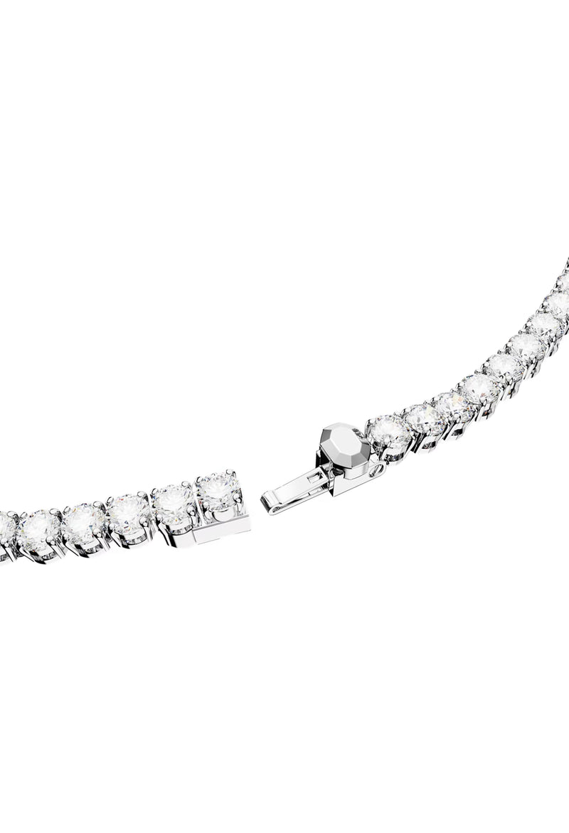 The Swarovski Matrix Tennis Necklace & Earring Set, a rhodium-plated jewelry set from Swarovski, at OD’s Jewellers in St Helens.