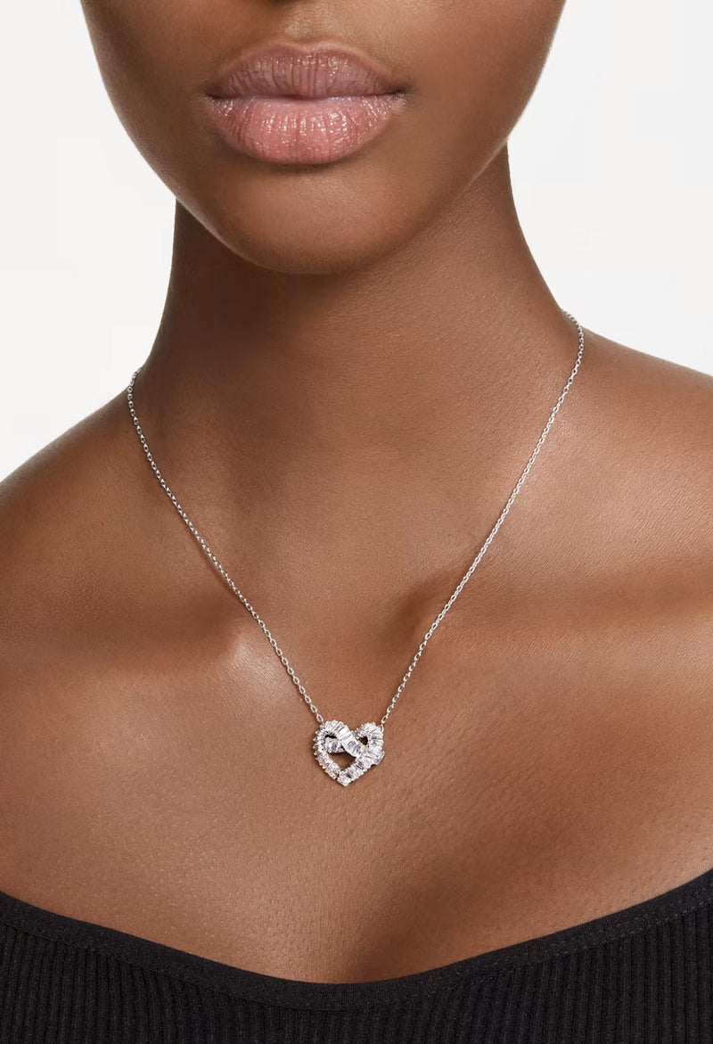 Swarovski Matrix: Mixed Cut Heart Pendant Rhodium Plated