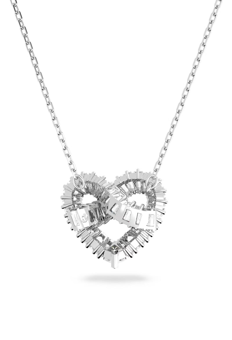 Swarovski Matrix: Mixed Cut Heart Pendant Rhodium Plated