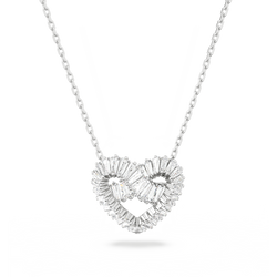 Swarovski Matrix heart pendant necklace. Rhodium plated design with mixed cut crystals creating a romantic jewelry statement.