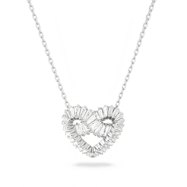 Swarovski Matrix heart pendant necklace. Rhodium plated design with mixed cut crystals creating a romantic jewelry statement.