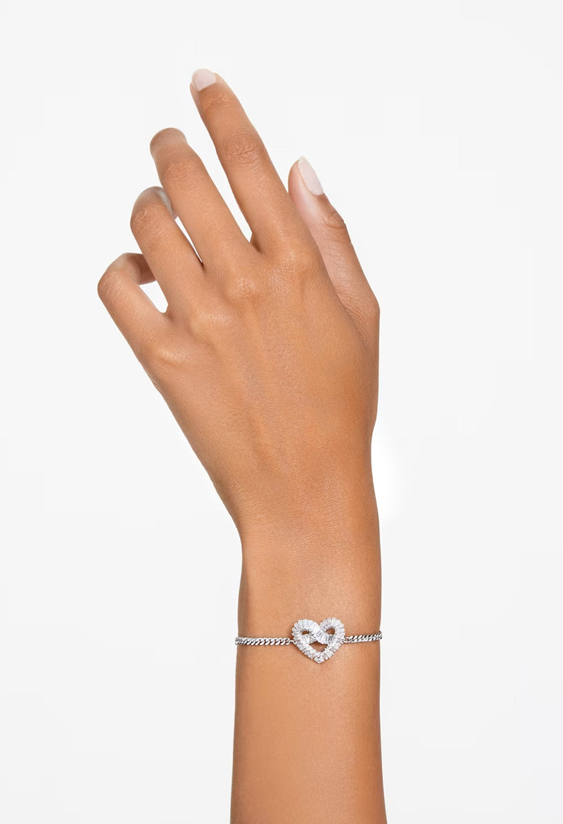 Swarovski Matrix: Mixed Cut Heart Bracelet Rhodium Plated