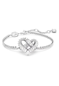 Swarovski Matrix: Mixed Cut Heart Bracelet Rhodium Plated