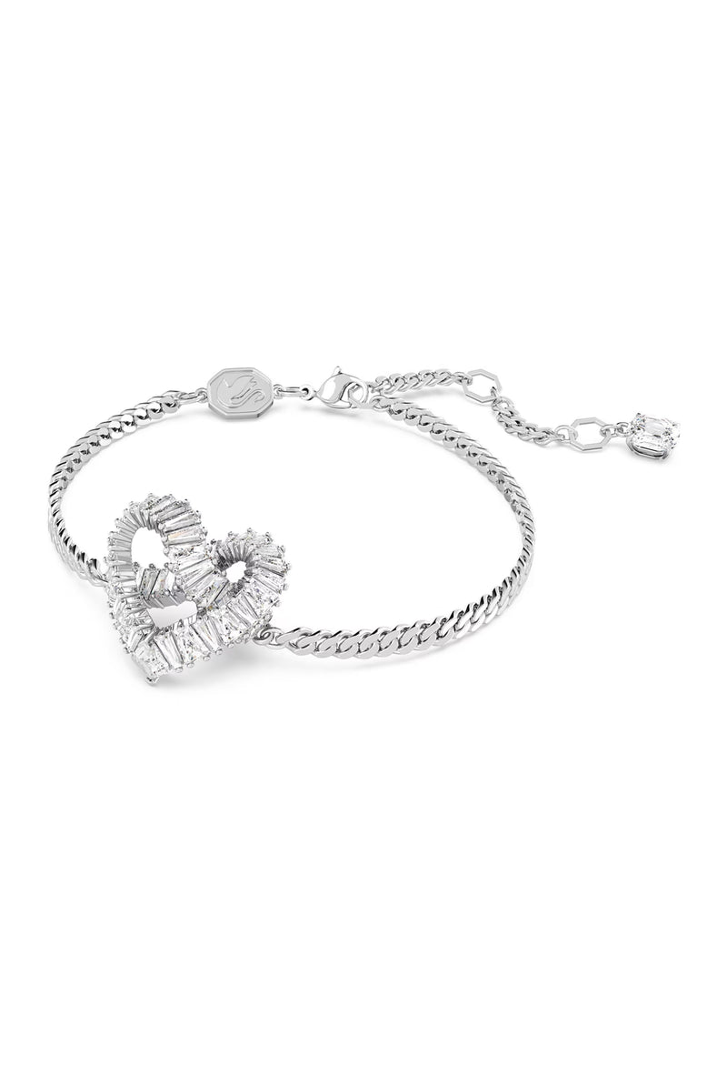 Swarovski Matrix: Mixed Cut Heart Bracelet Rhodium Plated