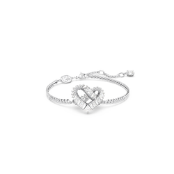 Swarovski Matrix heart bracelet, rhodium plated finish. Elegant crystal jewelry featuring mixed cut stones.