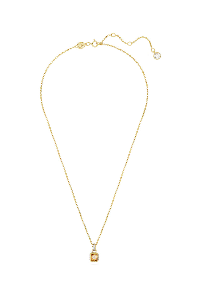 Swarovski Stilla: Yellow Square Cut Pendant Gold Plated