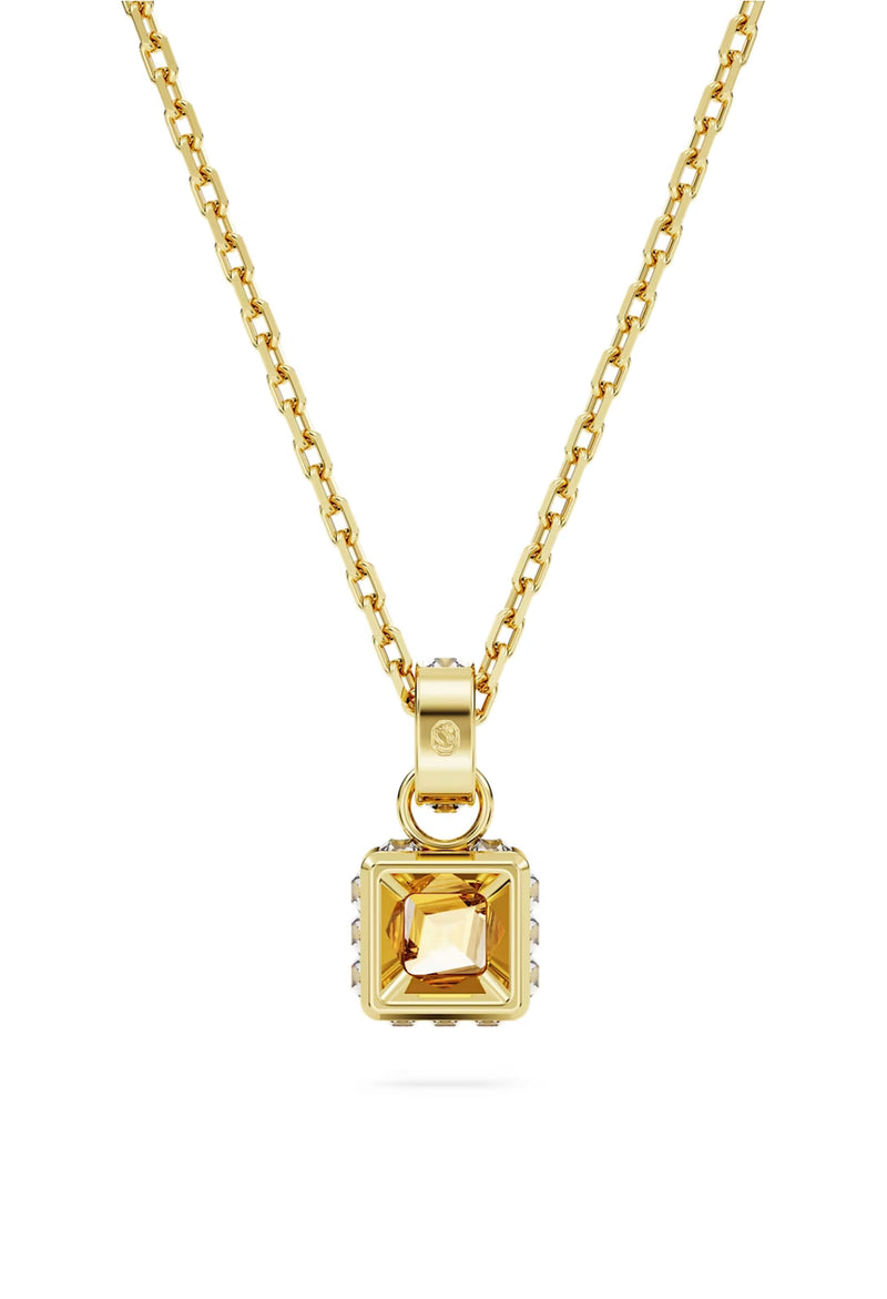 Swarovski Stilla: Yellow Square Cut Pendant Gold Plated