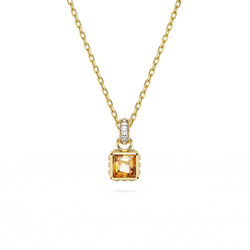 Swarovski Stilla: Yellow Square Cut Pendant Gold Plated