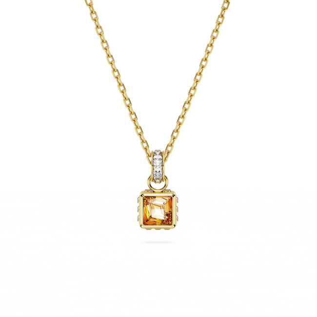 Swarovski Stilla: Yellow Square Cut Pendant Gold Plated