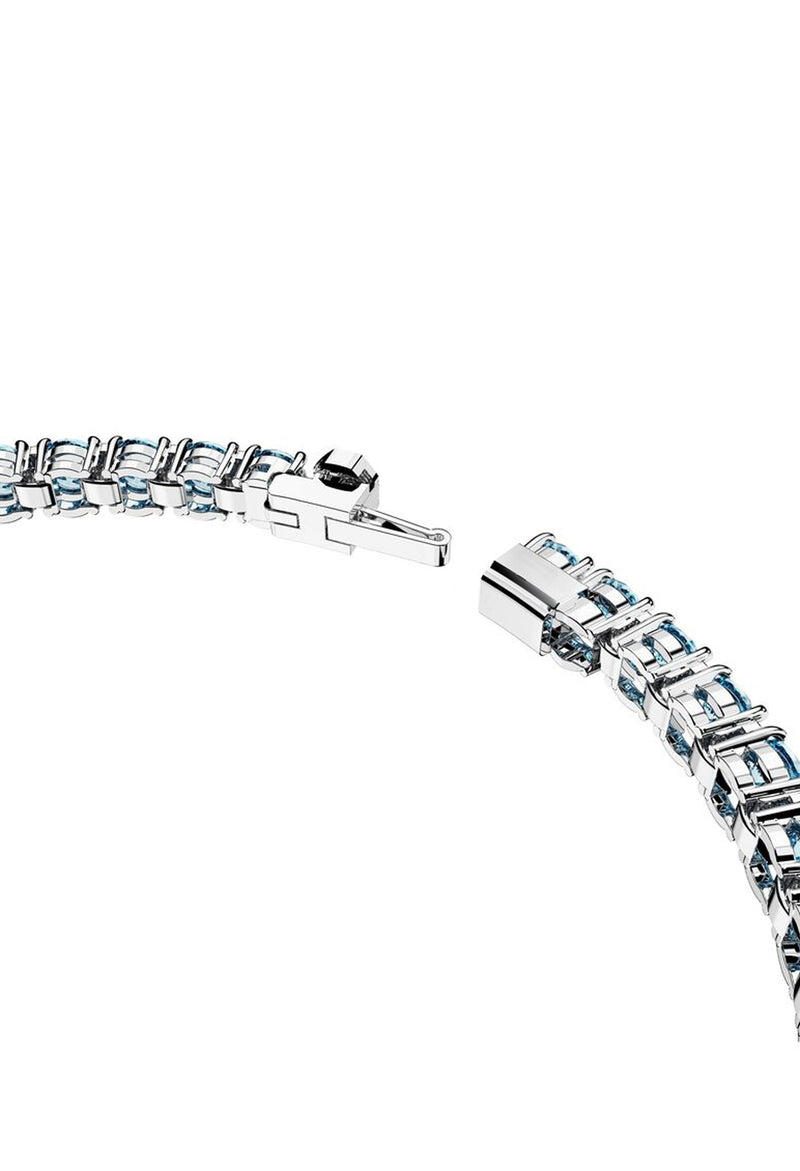 Swarovski Matrix: Blue Tennis Bracelet Rhodium Plated