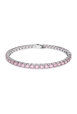 Swarovski Matrix Pink Tennis Bracelet Rhodium Plated