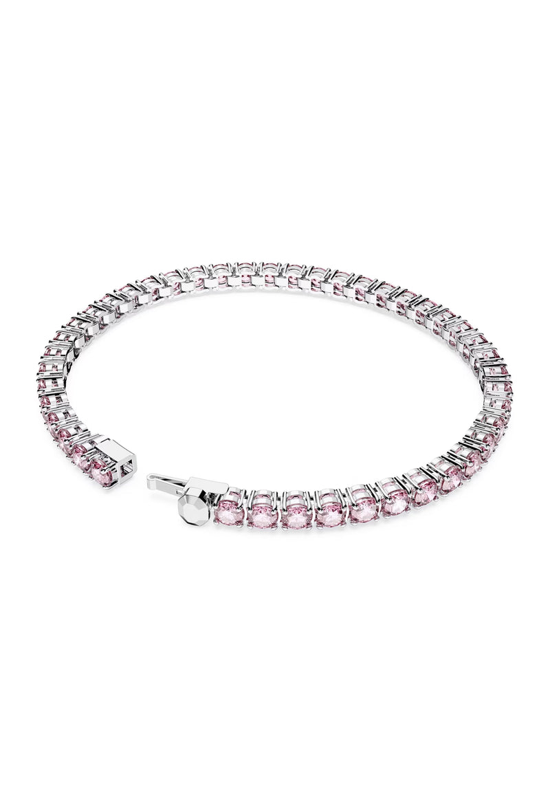Swarovski Matrix Pink Tennis Bracelet Rhodium Plated