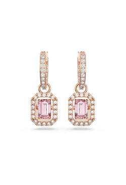 Swarovski Millenia: Pink Octagon Cut Earrings Rose Gold Plated