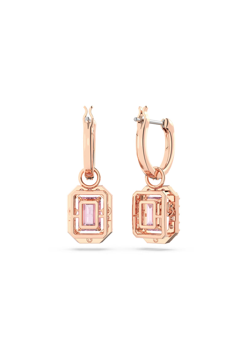 Swarovski Millenia: Pink Octagon Cut Earrings Rose Gold Plated