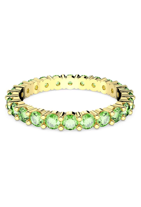 Swarovski Matrix Round Cut Green Ring in Gold Plated