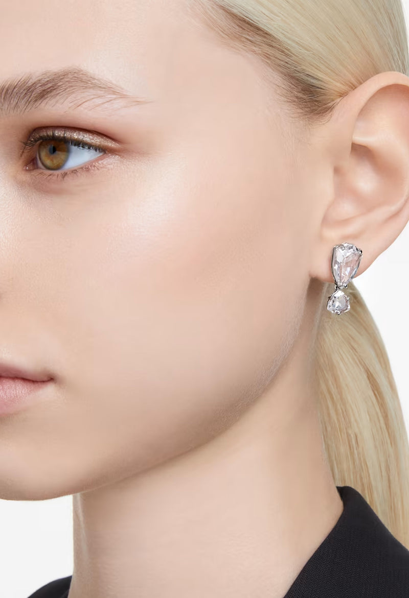 Swarovski Mesmera: Mixed Cuts Drop Earrings Rhodium Plated