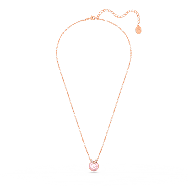 Elegant rose gold plated Bella V pink pendant necklace; a stunning piece of Swarovski jewelry.