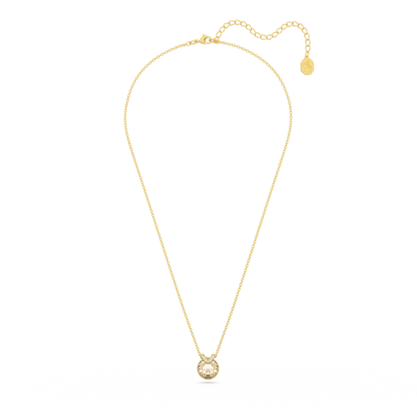 Swarovski pendant featuring a gold-plated chain and round crystal, showcasing fine jewelry details and elegance.