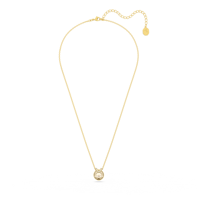 Swarovski pendant featuring a gold-plated chain and round crystal, showcasing fine jewelry details and elegance.