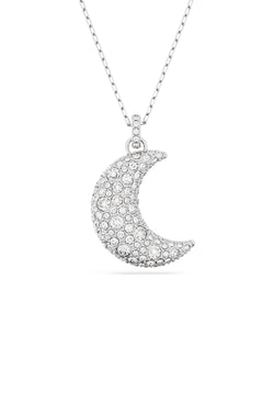 Swarovski Luna Moon Hoop Pendant Rhodium Plated