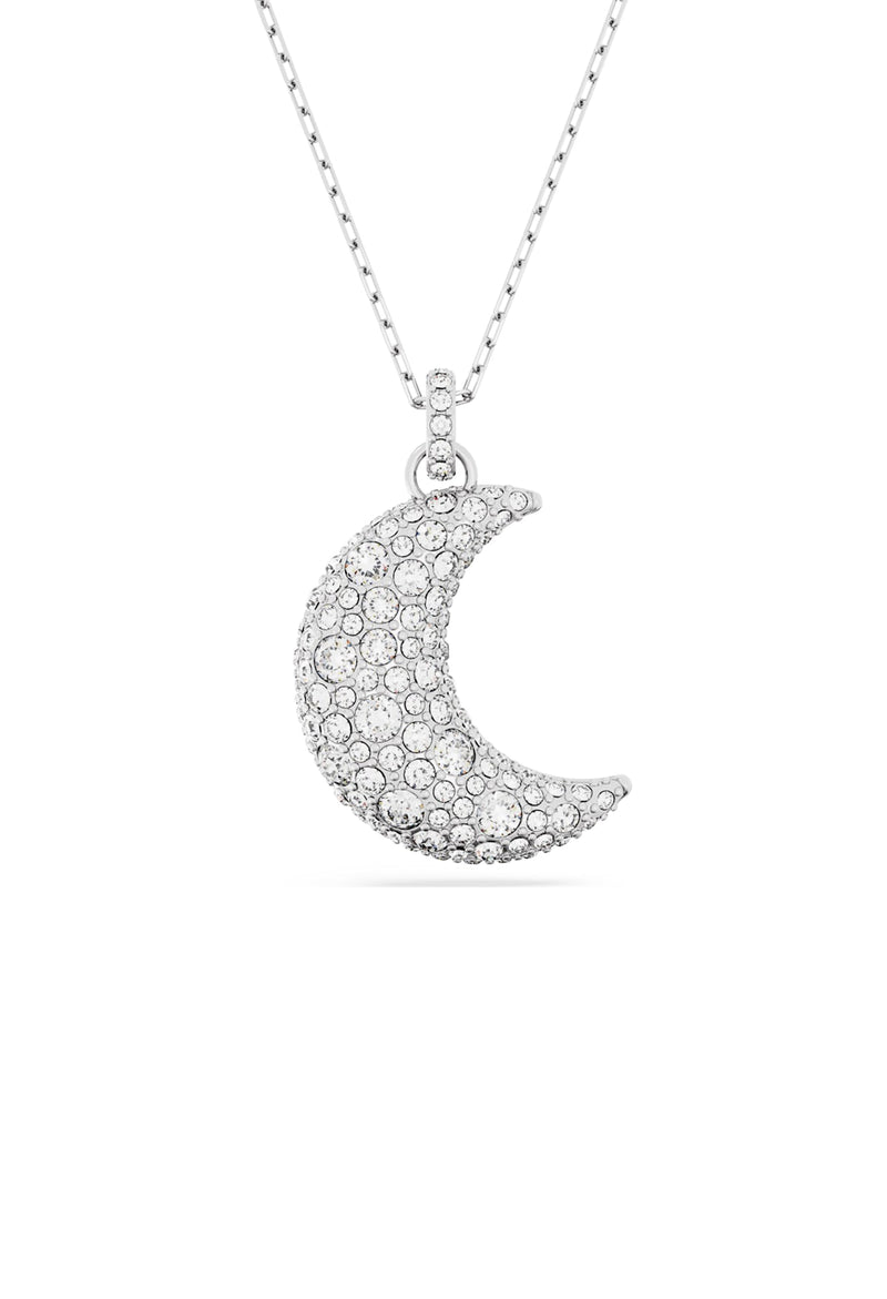 Swarovski Luna Moon Hoop Pendant Rhodium Plated