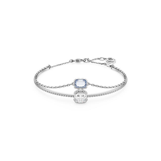 Swarovski Stilla Mixed Cuts Blue White Bangle Rhodium Plated **